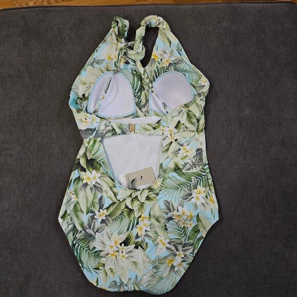 Tommy Bahama Women's Multi Paradise Fronds High Neck One Piece Swimsuit Size 14 - Picture 4 of 16
